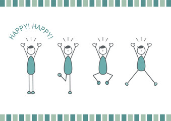 喜ぶ短髪の人のアイコンのセット