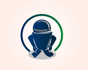 simple modern robot assistant logo design template illustration