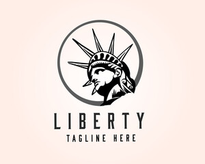 circle Head of statue liberty logo design template illustration © syafart