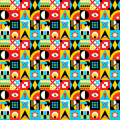 Set of multicolored geometric shapes, chaotic shapes, Art & Illustration