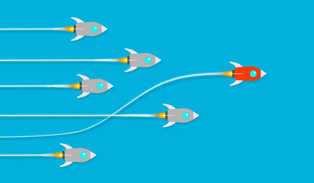 Concept of winning strategy on blue background