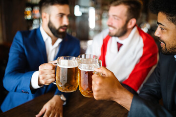 People, men, leisure, friendship and celebration concept
