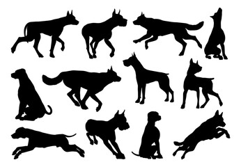 Dog Silhouettes Animal Set