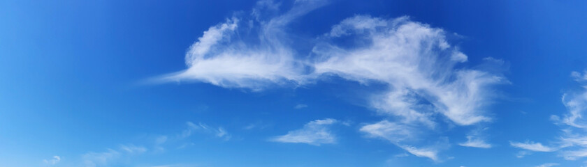 Panorama sky with cloud on a sunny day. Beautiful cirrus cloud.