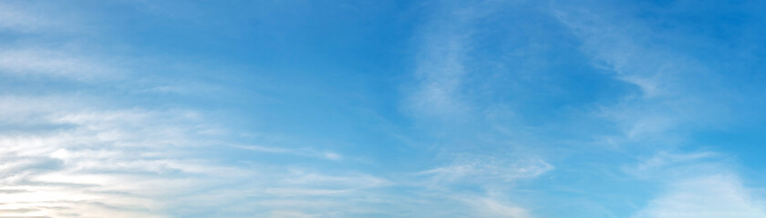 Panorama sky with cloud on a sunny day. Beautiful cirrus cloud.