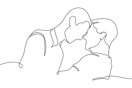 Continuous one line of gay male couple  in silhouette on a white background. Linear stylized.Minimalist. LGBTQ love concept