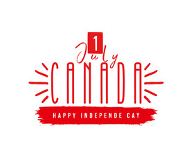 July 1st Canada independence day beautiful lettering over white background