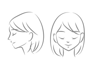 女性の正面と横顔のイラスト