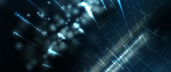 Quantum processing. Deep learning artificial intelligence. Future new technology  for business or science presentation