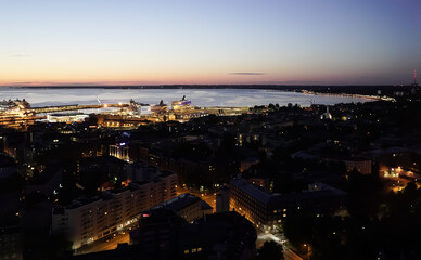 urban landscape. the port of Tallinn, Estonia, at night. photography at night.