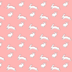 pink pattern with bunnies, suitable for backgrounds, textiles, children's products