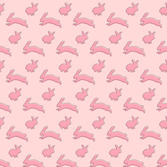 pink pattern with bunnies, suitable for backgrounds, textiles, children's products