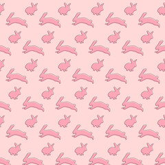 pink pattern with bunnies, suitable for backgrounds, textiles, children's products