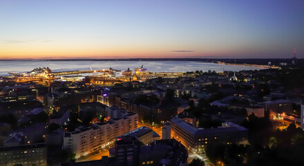 urban landscape. the port of Tallinn, Estonia, at night. photography at night.