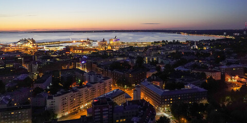 urban landscape. the port of Tallinn, Estonia, at night. photography at night.