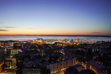 Fototapeta na wymiar urban landscape. the port of Tallinn, Estonia, at night. photography at night.