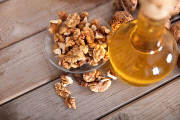 Squeezed bottle of walnut oil