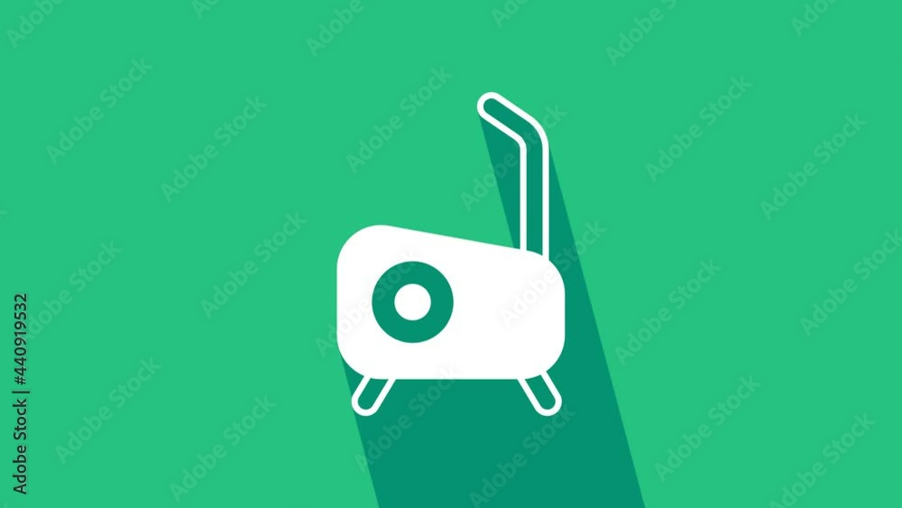 Sticker White Stationary bicycle icon isolated on green background. Exercise bike. 4K Video motion graphic animation