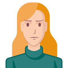 Angry young woman avatar, flat style. Illustration of a young woman with an angry expression. The drawing is made in flat style.