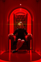 Cyber girl. Beautiful young woman, futuristic style. Image with glitch effect.
