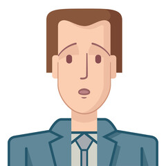 Surprised young businessman avatar, flat style. Illustration of a young businessman with a surprised expression. The drawing is made in flat style.