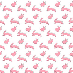 pink pattern with bunnies, suitable for backgrounds, textiles, children's products