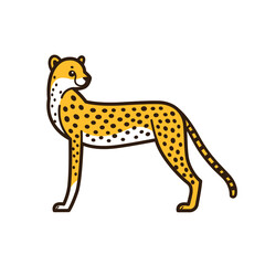 Cartoon cheetah character. Vector design print.