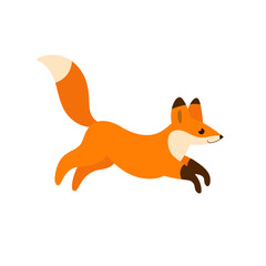 Cute fox - cartoon animal character. Vector illustration in flat style isolated on white background.
