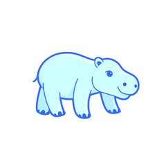 Cartoon hippo, cute character for children. Vector illustration in cartoon style for abc book, poster, postcard.  Animal alphabet.