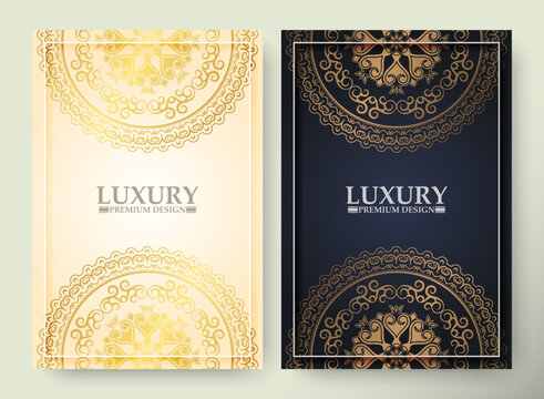 Luxury gold border pattern cover template