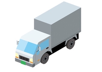 働く車　荷台があるトラック｜アイソメトリックスの自動車の立体イラスト3D
