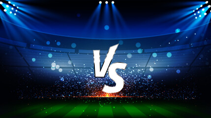 Realistic Football Soccer Sports Stadium Vector with Spotlights Glow Stadium Abstract Background © ThemePeek