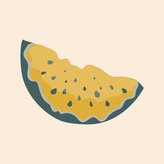 Yellow watermelon on a pink background. Creative slice of summer berry. For printing on T-shirts, decorative pillows, interior design.