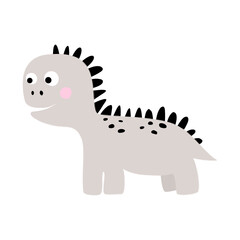 Cute cartoon dinosaur isolated on white background. Vector illustration.