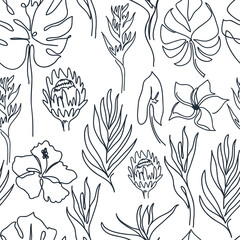 Contemporary seamless pattern with monstera leaves.