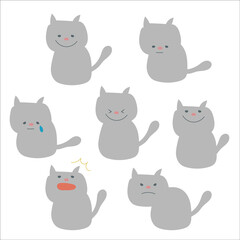 Fototapeta premium さまざまな表情のゆるねこ(全身)