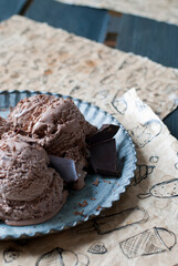 Chocolate ice cream on a dark background
