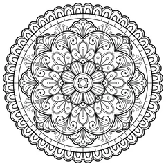 Verduisterende gordijnen Circular Pattern In Mandala Henna. Mandala Coloring book. greeting card sticker lace pattern and tattoo, yoga design tile pattern. Wall Art, Limitless Walls.  © bwipavadee