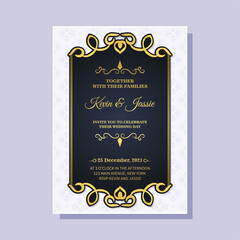 classic style wedding invitation with white pattern