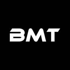 BMT letter logo design with black background in illustrator, vector logo modern alphabet font overlap style. calligraphy designs for logo, Poster, Invitation, etc.