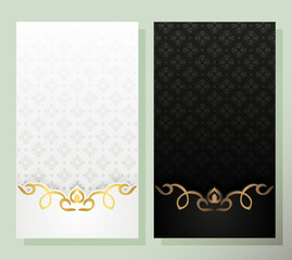 white and black greeting card with elegant pattern