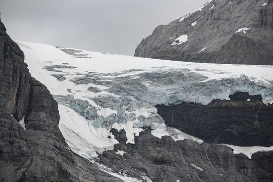remains of clariden glacier in Glarus Alps in early sommer