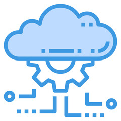 Cloud Computing blue outline icon