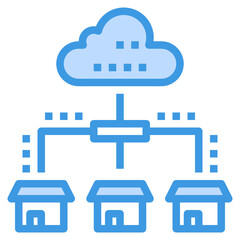 Obraz premium Cloud Computing blue outline icon