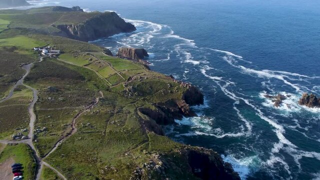 4K Drone footage of Lands End in Cornwall, UK