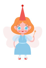 Cute cartoon fairy, great design for any purposes. Baby girl princess. Isolated vector illustration