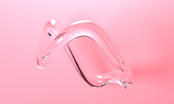 Abstract pink background with glass figure. 3d rendering