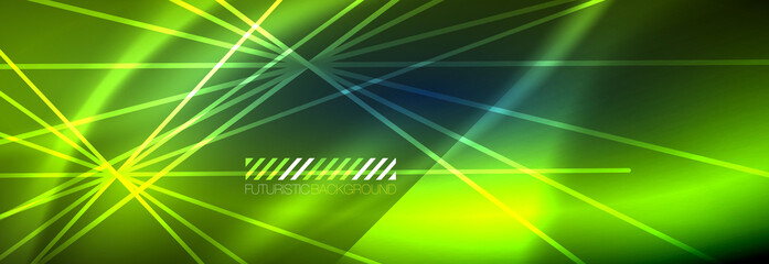 Obraz premium Neon dynamic beams vector abstract wallpaper background. Wallpaper background, design templates for business or technology presentations, internet posters or web brochure covers