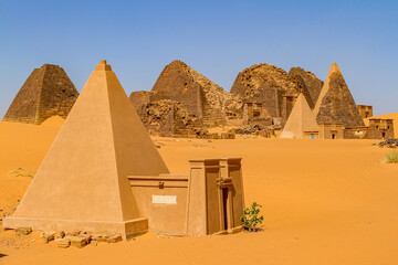 The pyramids of Meroe in the Sahara of Sudan