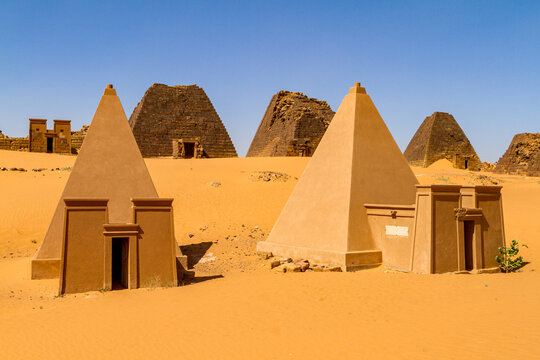 The pyramids of Meroe in the Sahara of Sudan
